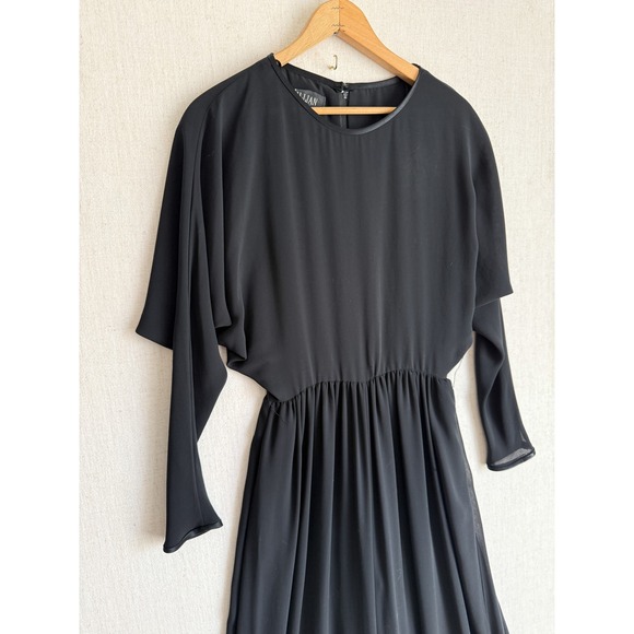 Gillian Vintage Black Wide Leg Jumpsuit Dolman Sleeve Elastic Waist Size 4 - Picture 4 of 5